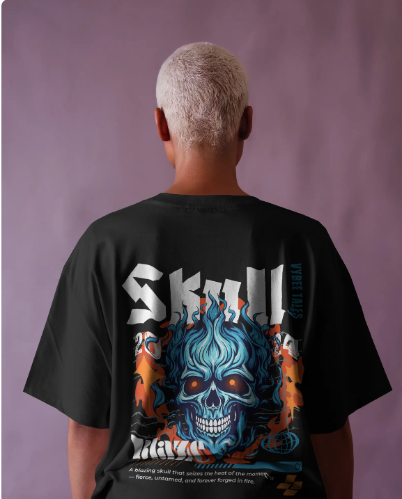 Skull Fire Unisex Oversized Classic T-Shirt